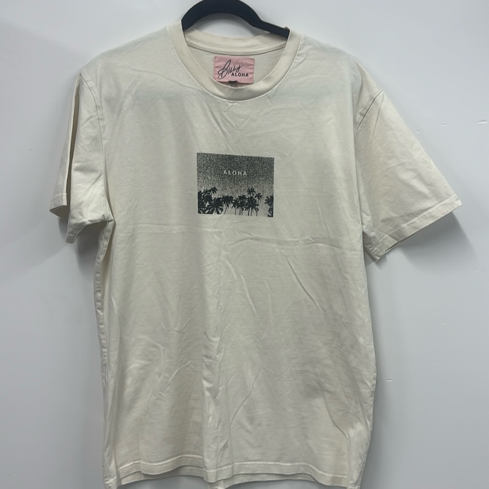 Billy Aloha cream T-shirt palm tree print L